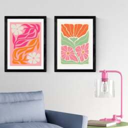 East End Prints Set of 2 Orange and Pink Botanicals by Luxe Poster Co Prints - thumbnail 1