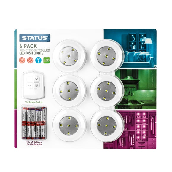 Set of 6 Status LED Multi Purpose Lights with Remote Control