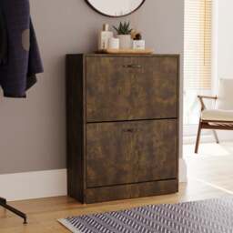 Vida Designs 2 Tier Dark Wood Effect Shoe Cabinet