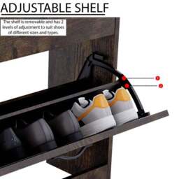 Vida Designs 2 Tier Dark Wood Effect Shoe Cabinet - thumbnail 5