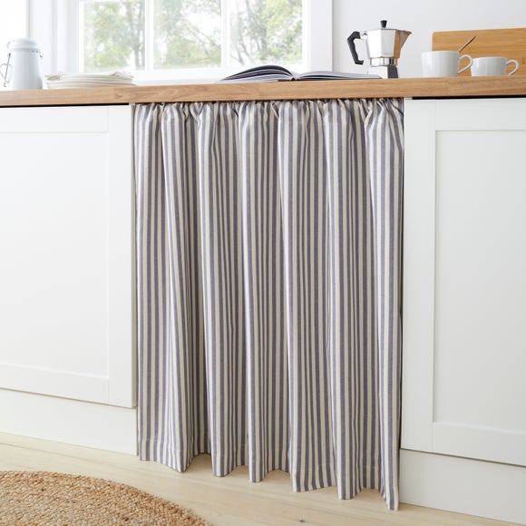 Linford Stripe Slot Top Unlined Undercounter Curtain - image 1
