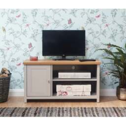 "Lancaster Compact TV Unit, Grey and Oak for TVs up to 42""" - thumbnail 1