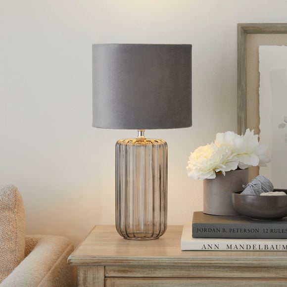 Christine Ribbed Glass Table Lamp by Dunelm