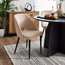 Effy 4 Seater Round Dining Table with 4 Lillia Mink Velvet Dining Chairs - thumbnail 4