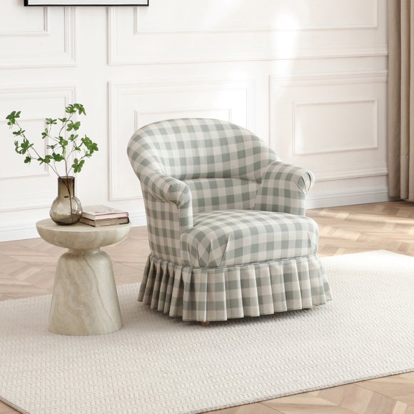 Goldie Frill Gingham Check Print Accent Chair - image 1