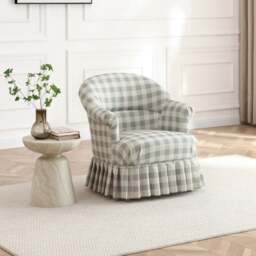 Goldie Frill Gingham Check Print Accent Chair