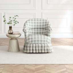 Goldie Frill Gingham Check Print Accent Chair - thumbnail 2