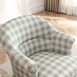 Goldie Frill Gingham Check Print Accent Chair - thumbnail 3