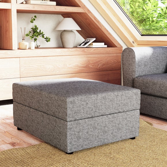 Rectangle Tonal Weave Storage Footstool - image 1