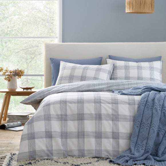 Bianca Marlow Check 100% Cotton Reversible Duvet Cover & Pillowcase Set