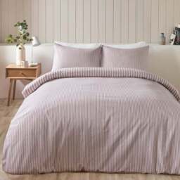 Catherine Lansfield Stripe 100% Brushed Cotton Reversible Duvet Cover & Pillowcase Set - thumbnail 3