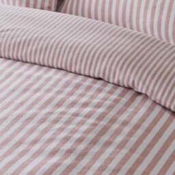 Catherine Lansfield Stripe 100% Brushed Cotton Reversible Duvet Cover & Pillowcase Set - thumbnail 4