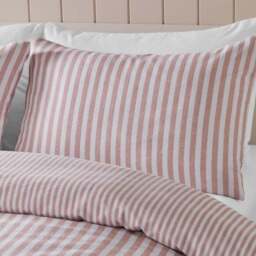 Catherine Lansfield Stripe 100% Brushed Cotton Reversible Duvet Cover & Pillowcase Set - thumbnail 2