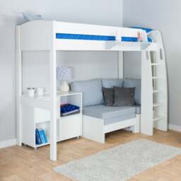 Uno High Sleeper with Corner Sofa and Cube Unit Pine - thumbnail 1