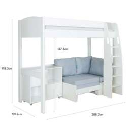 Uno High Sleeper with Corner Sofa and Cube Unit Pine - thumbnail 4