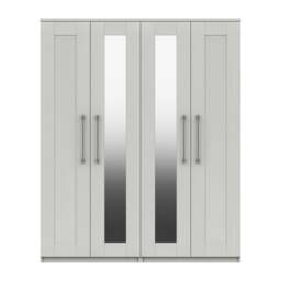 Ethan 4 Door Wardrobe, Mirrored - thumbnail 1