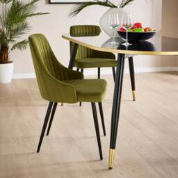 Shea Set of 2 Dining Chairs, Velvet - thumbnail 1