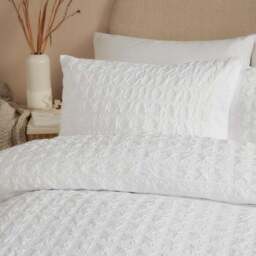 Serene Embossed Grid Duvet Cover & Pillowcase Set - thumbnail 2