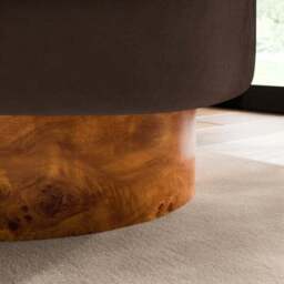 Tova Velvet Swivel Chair with Dark Burl Wood Effect Base - thumbnail 5