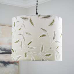Green Leaf Embroidered Lamp Shade - thumbnail 1
