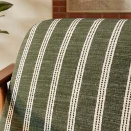 Maxwell Texture Ticking Stripe Wooden Arm Accent Chair - thumbnail 3