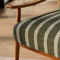 Maxwell Texture Ticking Stripe Wooden Arm Accent Chair - thumbnail 4
