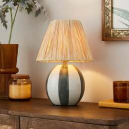 Mirabelle Ceramic Striped Table Lamp - thumbnail 1