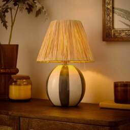 Mirabelle Ceramic Striped Table Lamp - thumbnail 2