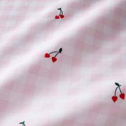 Embroidered Cherry Gingham Duvet Cover & Pillowcase Set - thumbnail 5