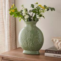 Embossed Floral Ceramic Vase - thumbnail 1