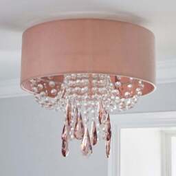 Halle Blush Pink Shade Flush Ceiling Light - thumbnail 2