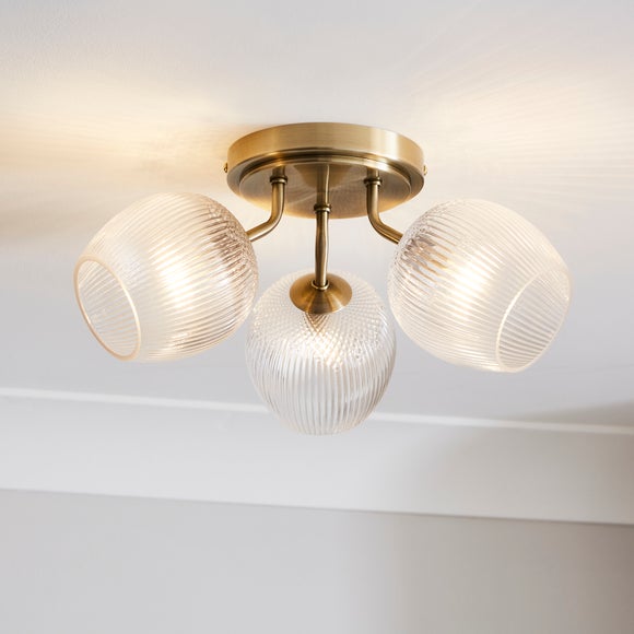 Cassia Ribbed 3 Light Semi Flush Ceiling Light - image 1