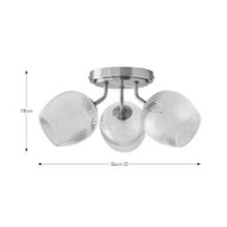 Cassia Ribbed 3 Light Semi Flush Ceiling Light - thumbnail 6