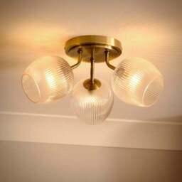 Cassia Ribbed 3 Light Semi Flush Ceiling Light - thumbnail 2
