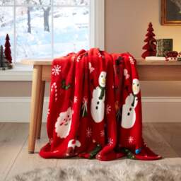 Traditional Christmas Printed Fleece Throw Blanket - thumbnail 1