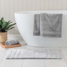 Luxury Cotton Textured Stripe Bath Mat - thumbnail 1