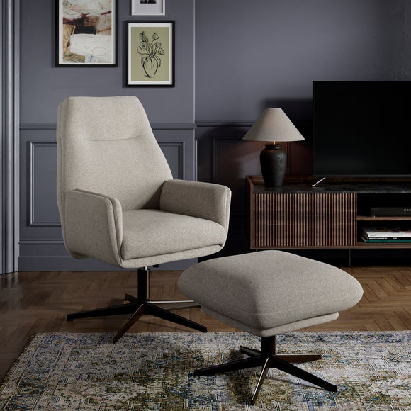 Brook Basketweave Swivel Chair and Footstool - image 1