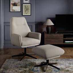 Brook Basketweave Swivel Chair and Footstool