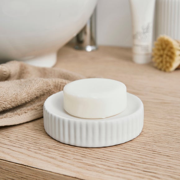 Ceramic Ribbed Soap Dish - image 1