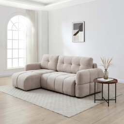 Jolie Chenille Quilted Cloud Corner Sofa Bed - thumbnail 1