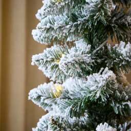 5ft Slim Flocked Pre-lit Christmas Tree in Burlap Base - thumbnail 2