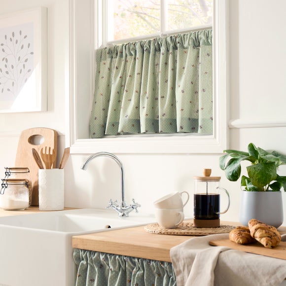 Bees Café Style Unlined Slot Top Single Curtain - image 1