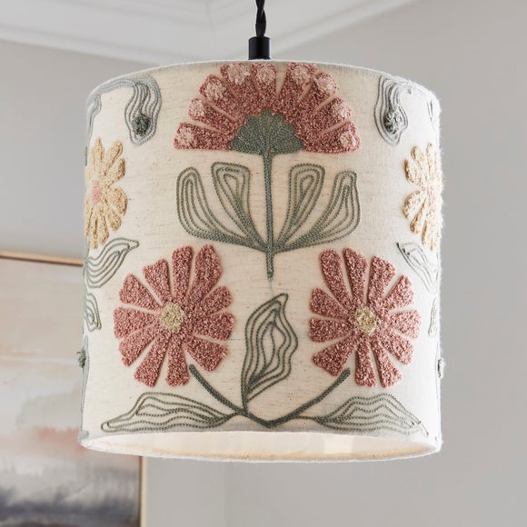 Floral Embroidered Lamp Shade - image 1