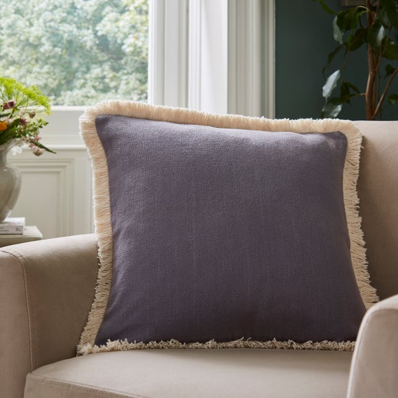 Canvas Fringed Cotton Square Cushion - image 1
