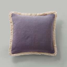 Canvas Fringed Cotton Square Cushion - thumbnail 2