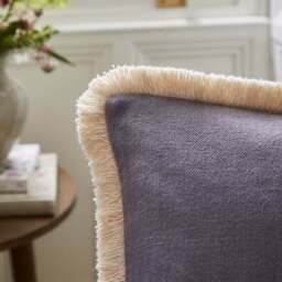Canvas Fringed Cotton Square Cushion - thumbnail 3