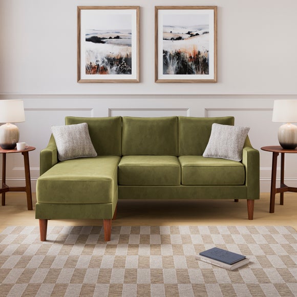 Hugo Velvet 3 Seater Corner Chaise Sofa - image 1