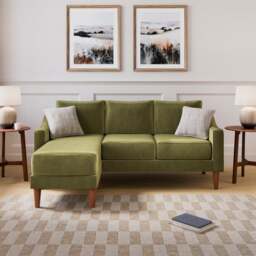 Hugo Velvet 3 Seater Corner Chaise Sofa - thumbnail 1