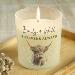 Personalised Highland Cow Frosted Glass Candle - thumbnail 3