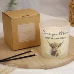 Personalised Highland Cow Frosted Glass Candle - thumbnail 2